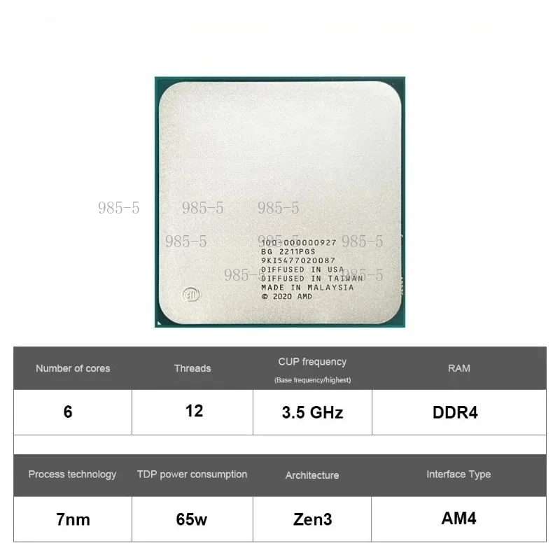 R5 5600 Processor 6 Core 12 Thread 3.5GHz Base 4.4GHz Boost AM4 Desktop PC CPU