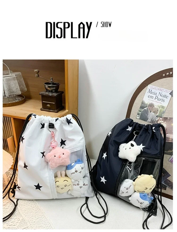 

Y2K cute creative star drawstring star pain can be put in doll drawstring backpack for boys and girls to carry