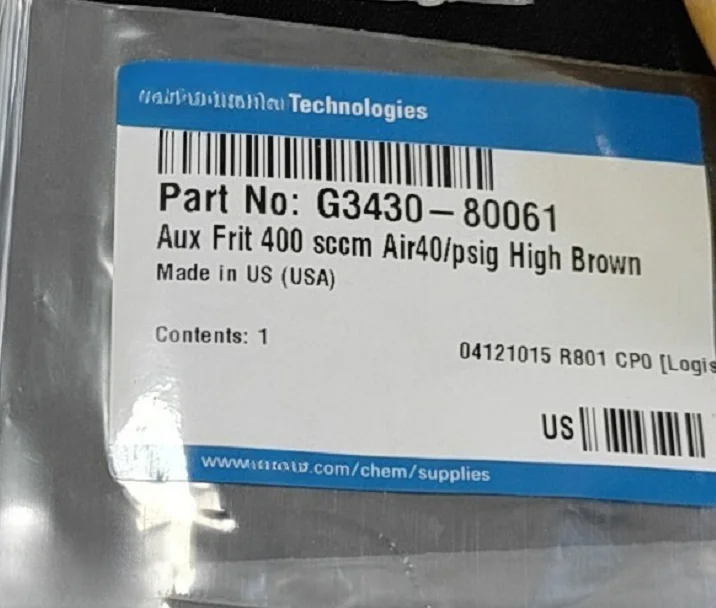 

Agilent G3430-80061 G3430-80062 G3430-80063 G3430-20011 Auxiliary Frit 3.3 Sccm H2 15psig Blue For 7890 Gas Chromatograph Sy