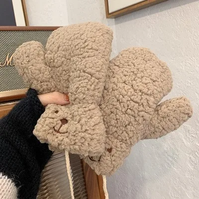 Cute Winter Women Bear Claw Gloves Plush Warm Soft Anime Cosplay Fingerless Mittens for Girls Outdoor Thicken Hand Guards Warmer