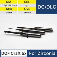 DOF Craft 5X Fresa D4 Zirconia Milling Bur Diamond Coating DC/DLC 0.6/1.0/2.0mm