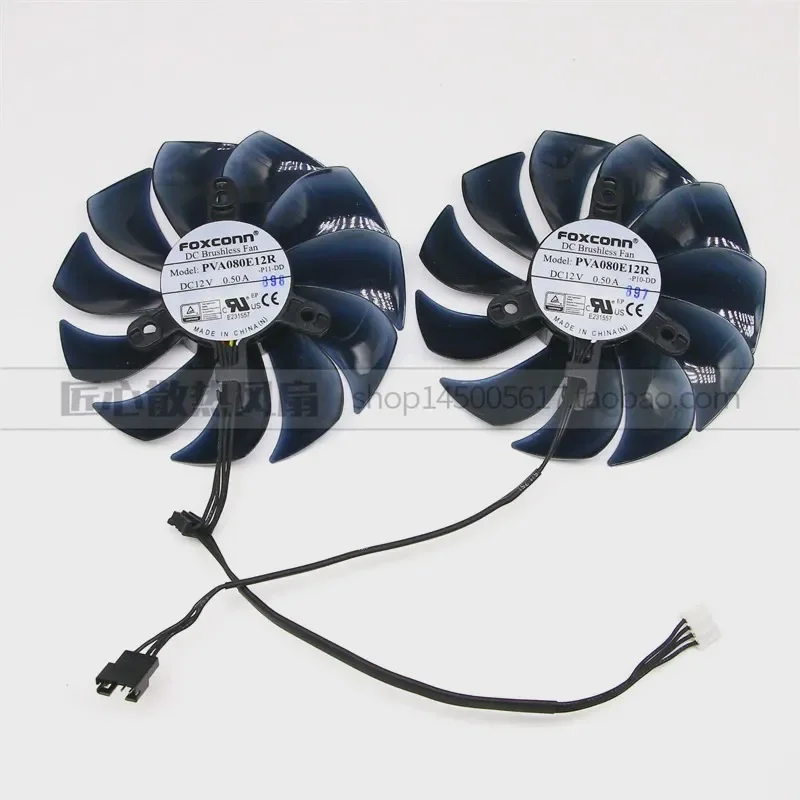New Original Foxconn PVA080E12R-P11 12V 0.50A 4-Wire Dual Fan for Graphics Card Cooling