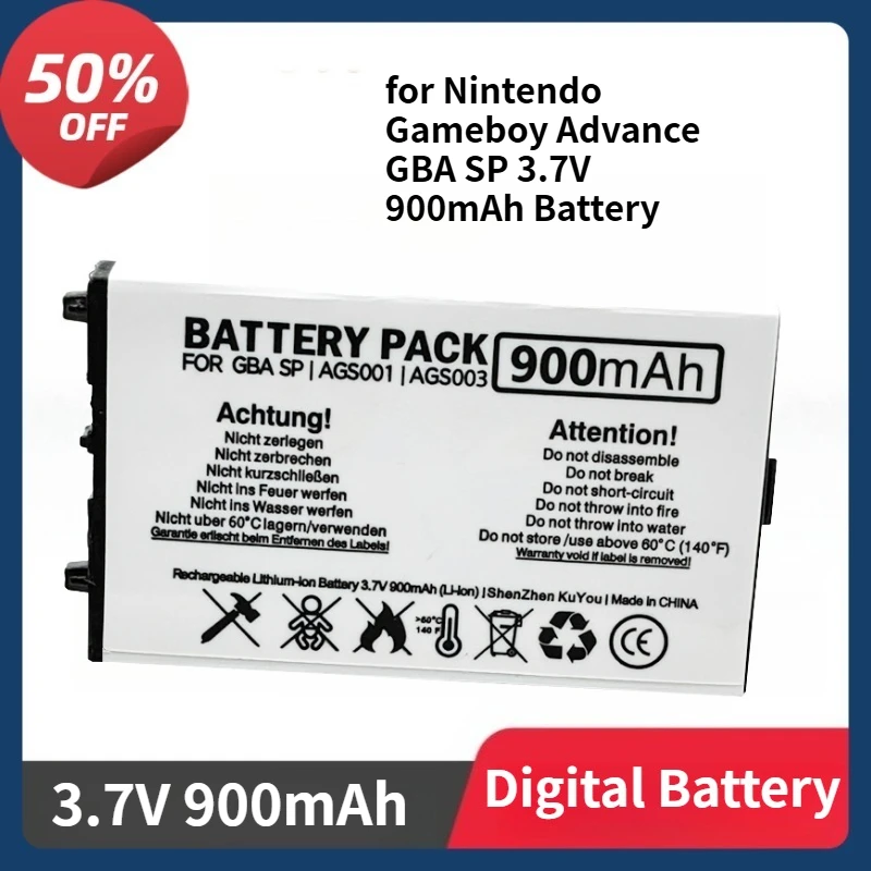 

2PCS Rechargeable Lithium-ion Battery Pack for Nintendo Gameboy Advance GBA SP 3.7V 900mAh Rechargeable Battery
