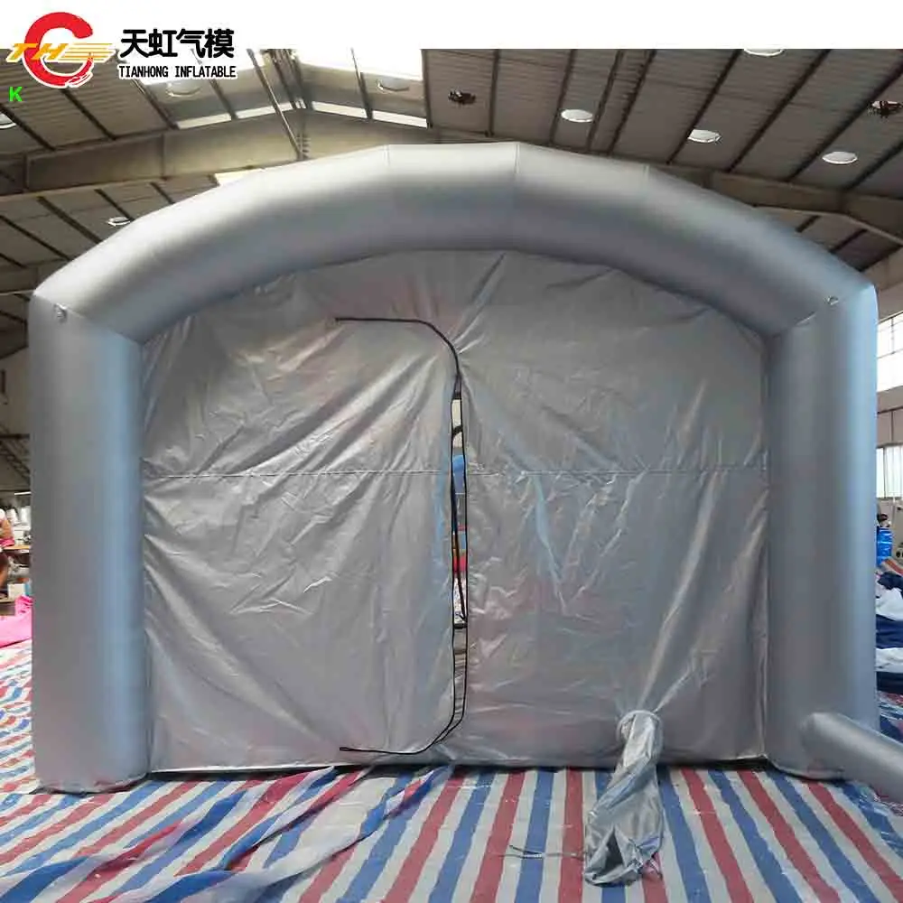 شحن سريع 6 × 4 م كشك طلاء محمول قابل للنفخ طلاء سيارة فضي كشك رش قابل للنفخ مع منفاخ