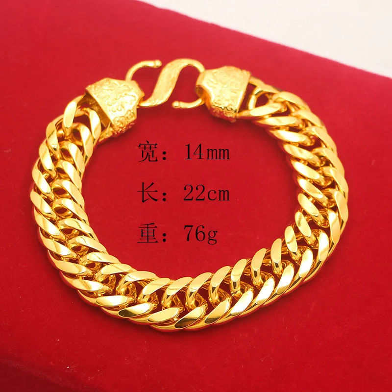 Luxury 24K 9999 Pure Gold real gold Men's Buckle Boss Chain Bracelet