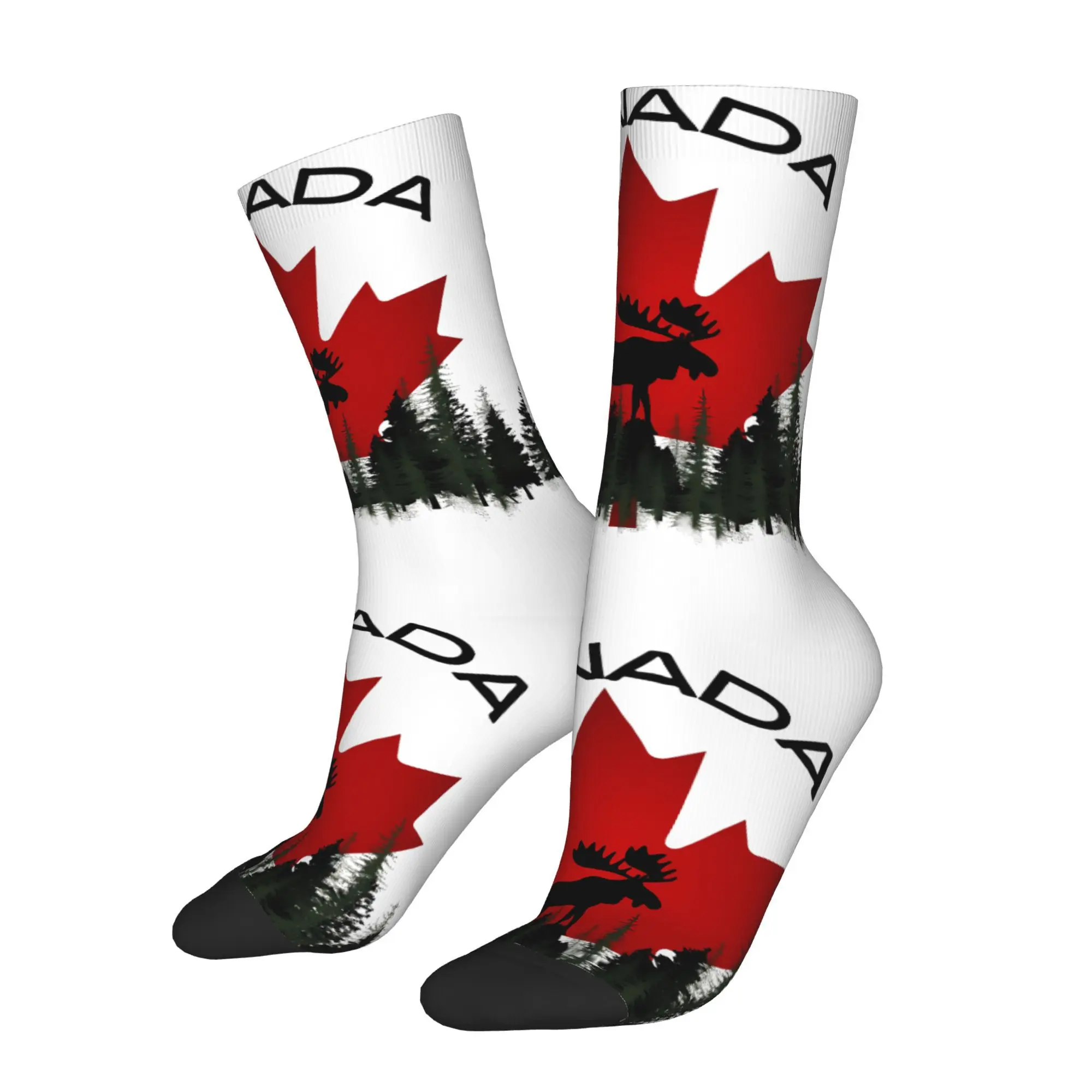 

Retro Canada Moose Maple Leaf Men's Socks Unisex Street Style Crazy Crew Sock Gift