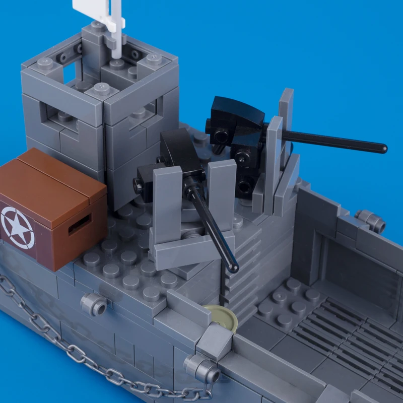 Militar lcm3 landing craft warship modelo blocos de construção ww2 soldados do exército dos eua peças do veículo mini tijolos montados brinquedos moc criança