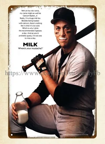 1997 CAL RIPKEN, JR. Photo Got Milk Orioles Baseball metal tin sign wall bedroom