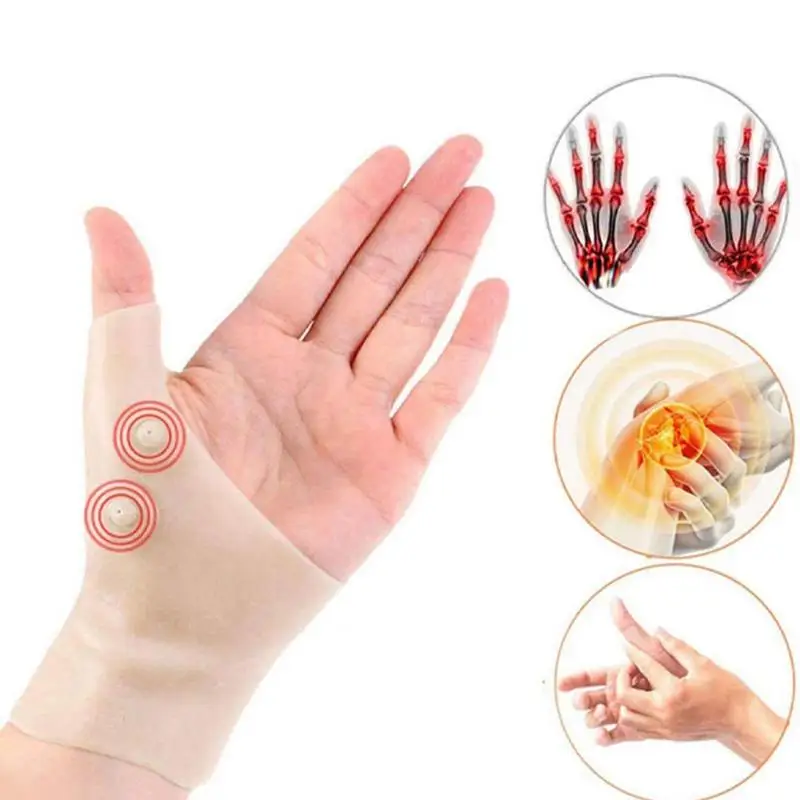 Terapia magnetica polso mano pollice guanti di supporto Gel di Silicone artrite correttore di pressione massaggio guanti antidolorifici