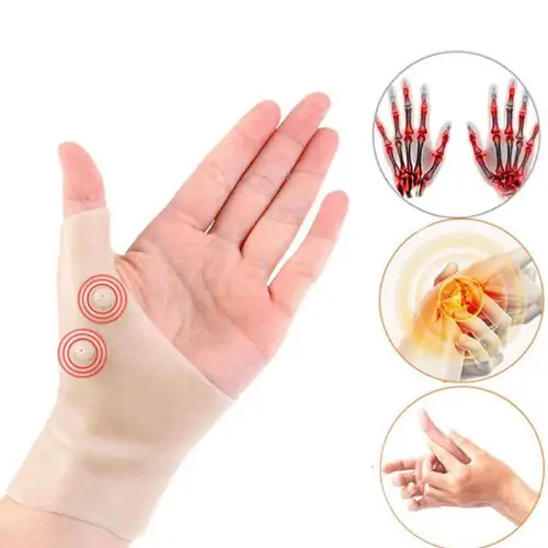 Imagen 2 del producto Guantes de soporte magnético para muñeca y pulgar, Gel de silicona, Corrector de presión para artritis, masaje, alivio del dolor