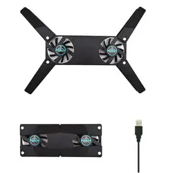 New Rotatable USB Fan Cooling Pad 2 Fans Cooler Notebook Cooler Computer Fan Stand Holder Black  for Laptop Notebook Peripherals