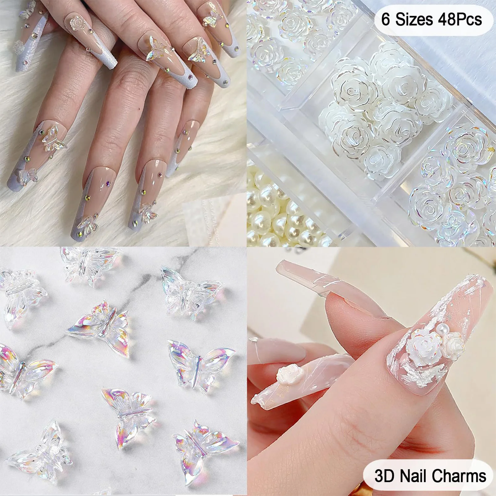 Nail Bowknot Decoration Kits Multi Color Bowknot Nail Art Charm Decoration for Professional Nail Salon