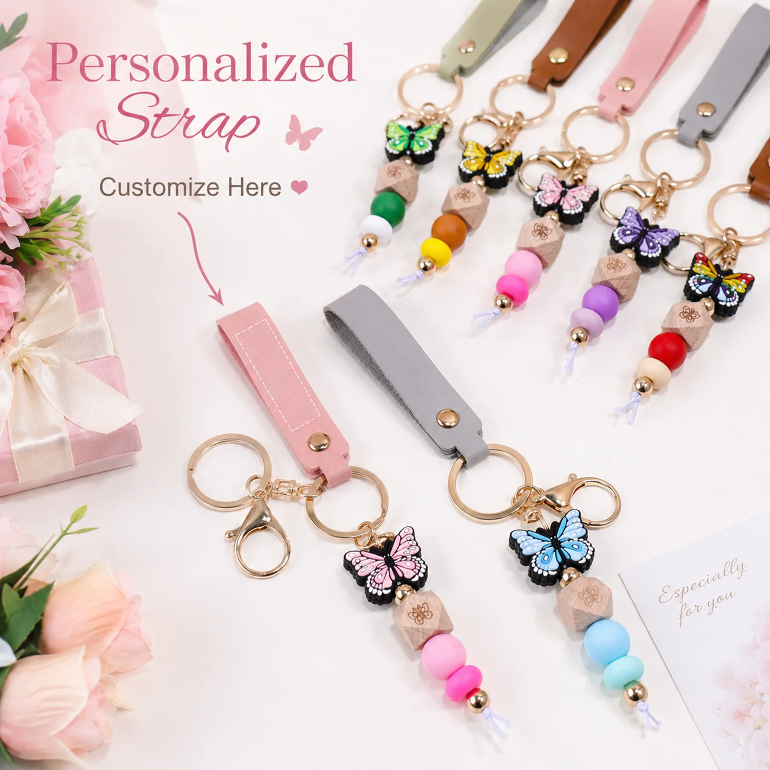 

Custom Text Butterfly Keychain Personalized Name Key Ring Pendant Laser Engraving Wedding Favors Customized Name Key Chain