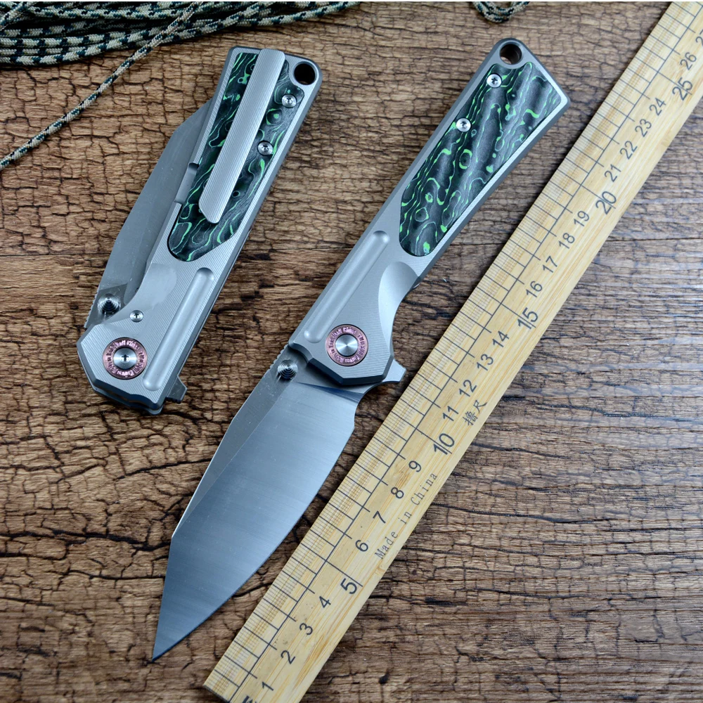 

TWOSUN Folding Pocket Knife M390 Blade Anode Titanium Carbon Fiber Handle Gift Collection Outdoor Hunting Tool TS510