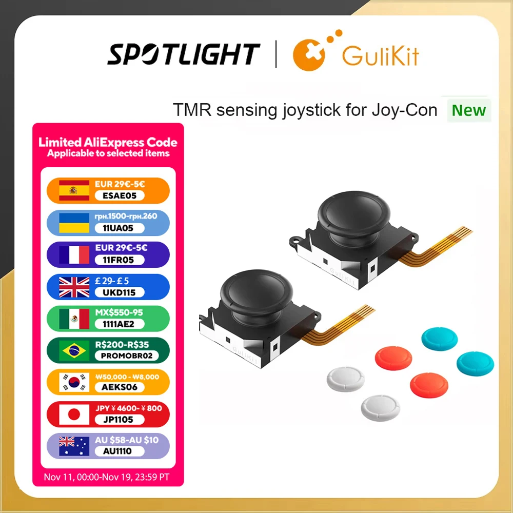 GuliKit TMR Sensing Joystick для замены JoyCon, электромагнитный джойстик без дрейфа для ремонта Nintendo Swicth/OLED/Lite