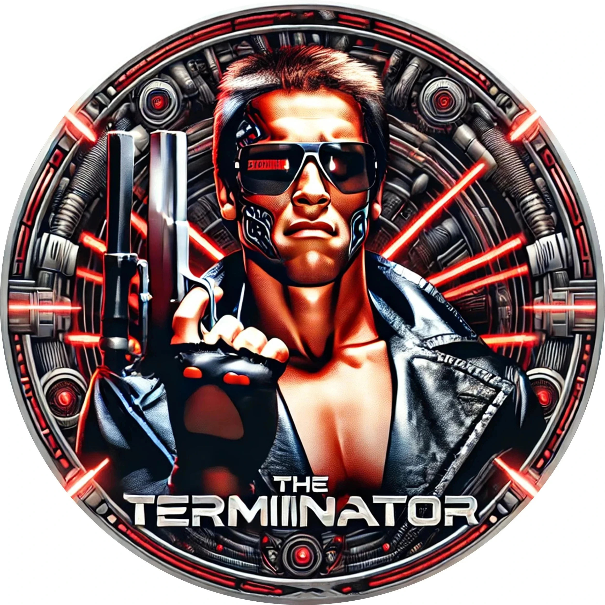 Vintage Style Aluminum Terminator Sign - Rustic Round Decoration for Home, Bar, Metal Outdoor Decor, Perfect for Room Decoration
