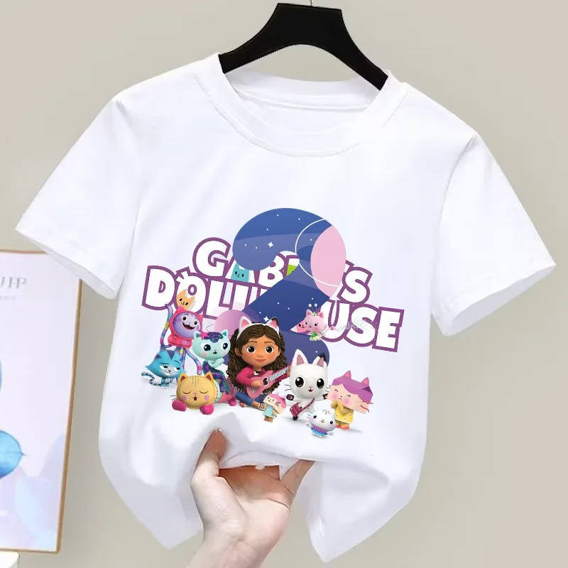 

Одежда для девочек Gabby Dollhouse, футболки с рисунком персонажей аниме, одежда для детского шоу, одежда для дня рождения, удобная, дышащая