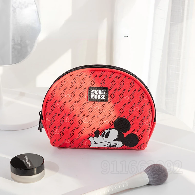 Disney-bolsa de cosméticos Original de Mickey para mujer, bolsa de cosméticos portátil de dibujos animados, gran capacidad, cero billetera, juego de