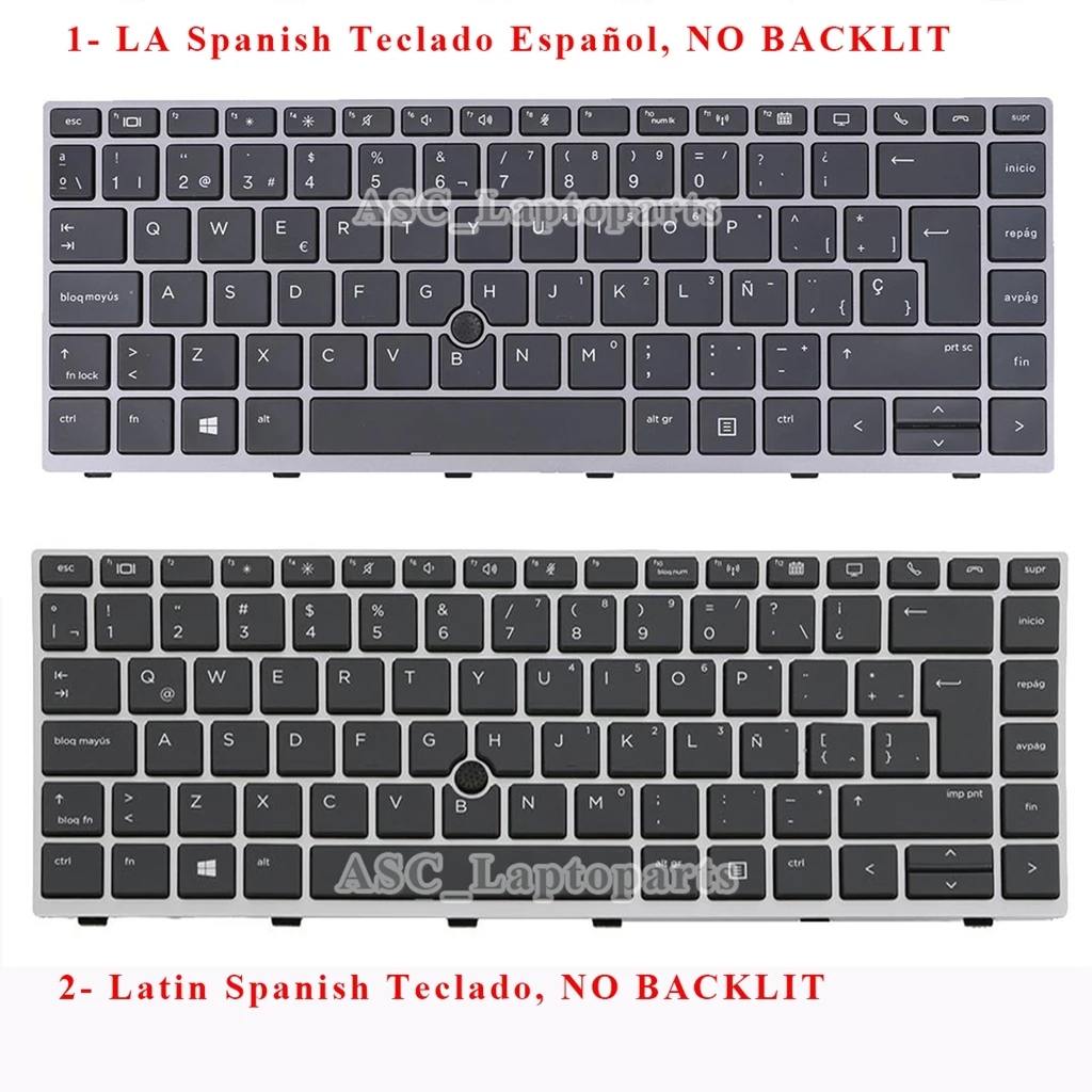 

New Latin Spanish Teclado Keyboard for HP EliteBook 840 G5 846 G5 745 G5 , 840 G6 846 G6 745 G6 Silver Frame Black, NO BACKLIT