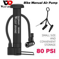 WEST BIKING Bike Air Pump Portable Bicycle Tire Pump Schrader Valve Lightweight for Swimming Ring Football Basketball