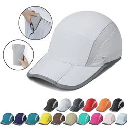 GADIEMKENSD UPF50+ Folding Outdoor Hat Unstructured Reflective Design Breathable Soft Sport Cap Quick Drying Hat Baseball Cap