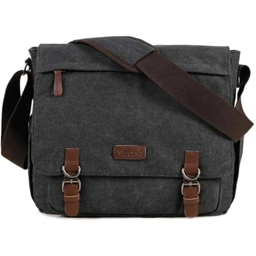 Vintage Messenger Bag 15.6 Inch Laptop for Men Women, Large Travel Crossbody Shoulder Purse Canvas Briefcase Work College