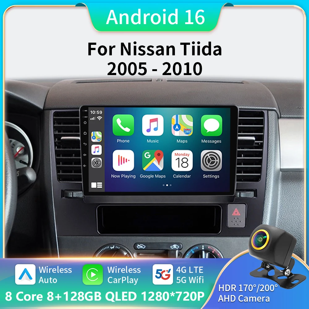 2Din Android16 Car Radio for Nissan Tiida C11 2004 - 2013 Multimedia Player GPS Navigation RDS Carplay Auto Stereo DVD Head Unit