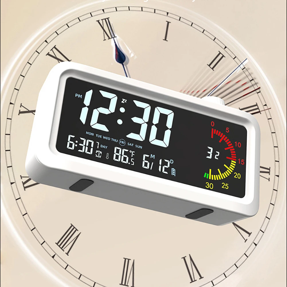 Small Digital Alarm Clocks For Bedrooms, Digital Visual Time Manager Clock With Backlight, Adjustable 2 Levels Brightness