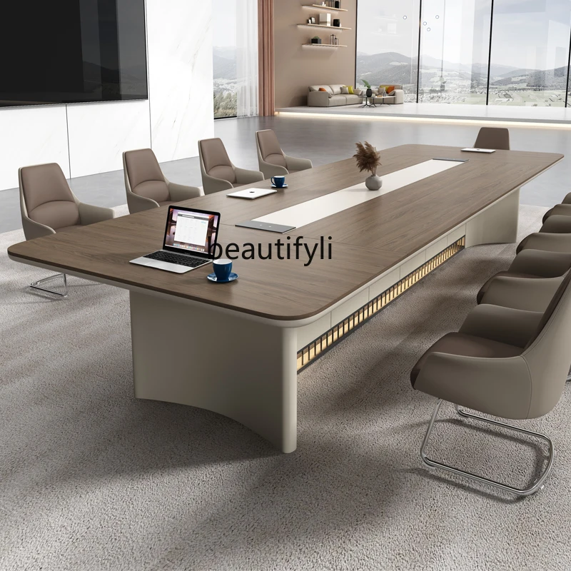 Paint Conference Long Table Large High-End Conference Room Reception Table Simple Modern Office Long Table for Training