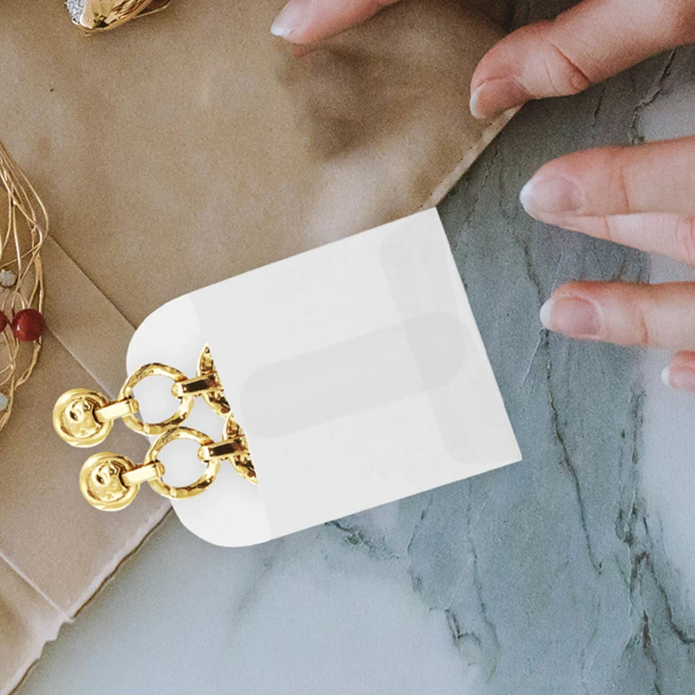 

50 шт., прозрачные бумажные сумки для ювелирных изделий, элегантные упаковочные мешочки для малого бизнеса для колец, серег, браслетов, органайзер для хранения