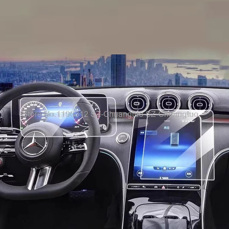 

Tempered Glass film For Mercedes Benz c-class MAG C43 2023-2024 11.9-inch car navigation and12.3-inch instrument anti-scratch