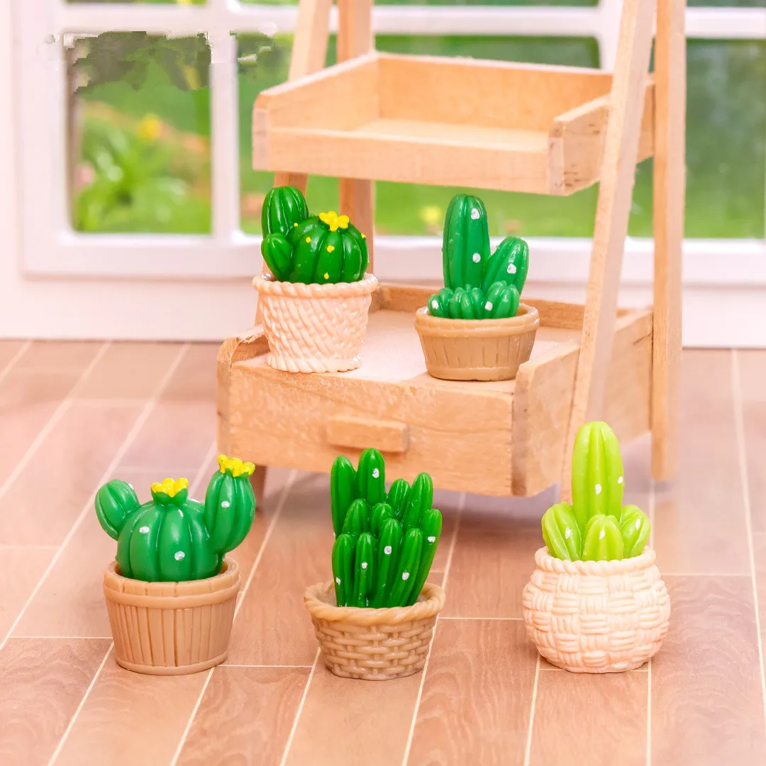 Figurines Miniatures Simulated Cactus Potted Plant Micro Landscape Ornaments For Home Decorations Room Decor Car Accessories