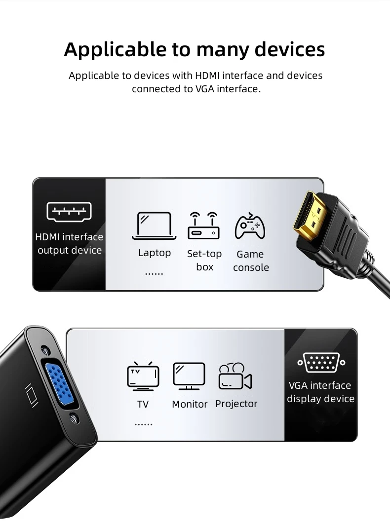 3PCS DT-2903 1080P Hdmi Male To Vga Female Kabel Video Converter Hdmi Input To Vga Output Adapter Cable