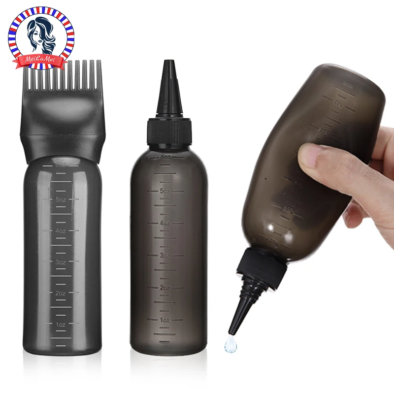 2-pice Plastic Refillable Squeeze Bottle &   Root Comb Applicator Bottle Set Precision Hair Dye Application-Multipurpose