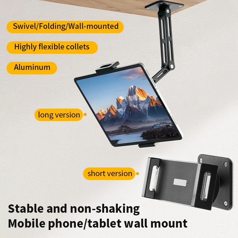 Adjustable Tablet Wall Mount Phone Stand Long Arm 360 Degree Rotatable Cantilever Desk Bed Holder for 4.7-12.9 inch Support iPad