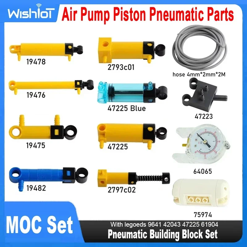 MOC Pneumatic Building Block Set Technical Hose Air Pump Piston Pneumatic Parts Compatible With legoeds 9641 42043 47225 61904