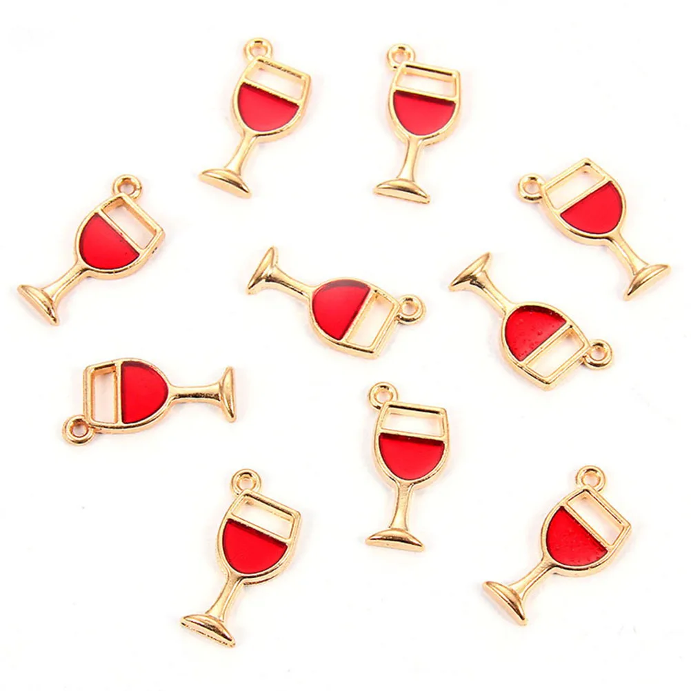 30Pcs Alloy Wine Glass Pendants DIY Jewelry Accessories Smooth Surface No Scratch Perfect for Necklace Bracelet Keychain Red
