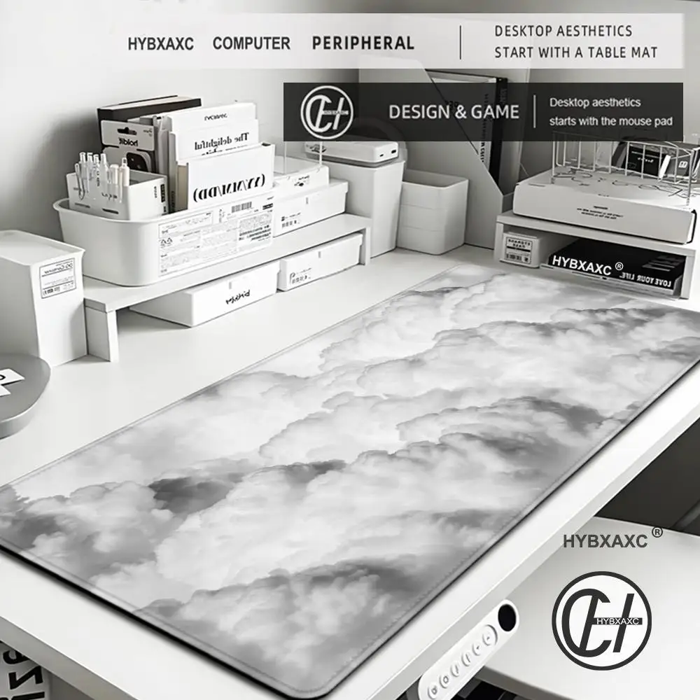 White Cloud Large Game Mouse Pad Computer HD Desk Mat Keyboard Pad Natural Rubber Non-Slip Office Mousepad Gift for Friends