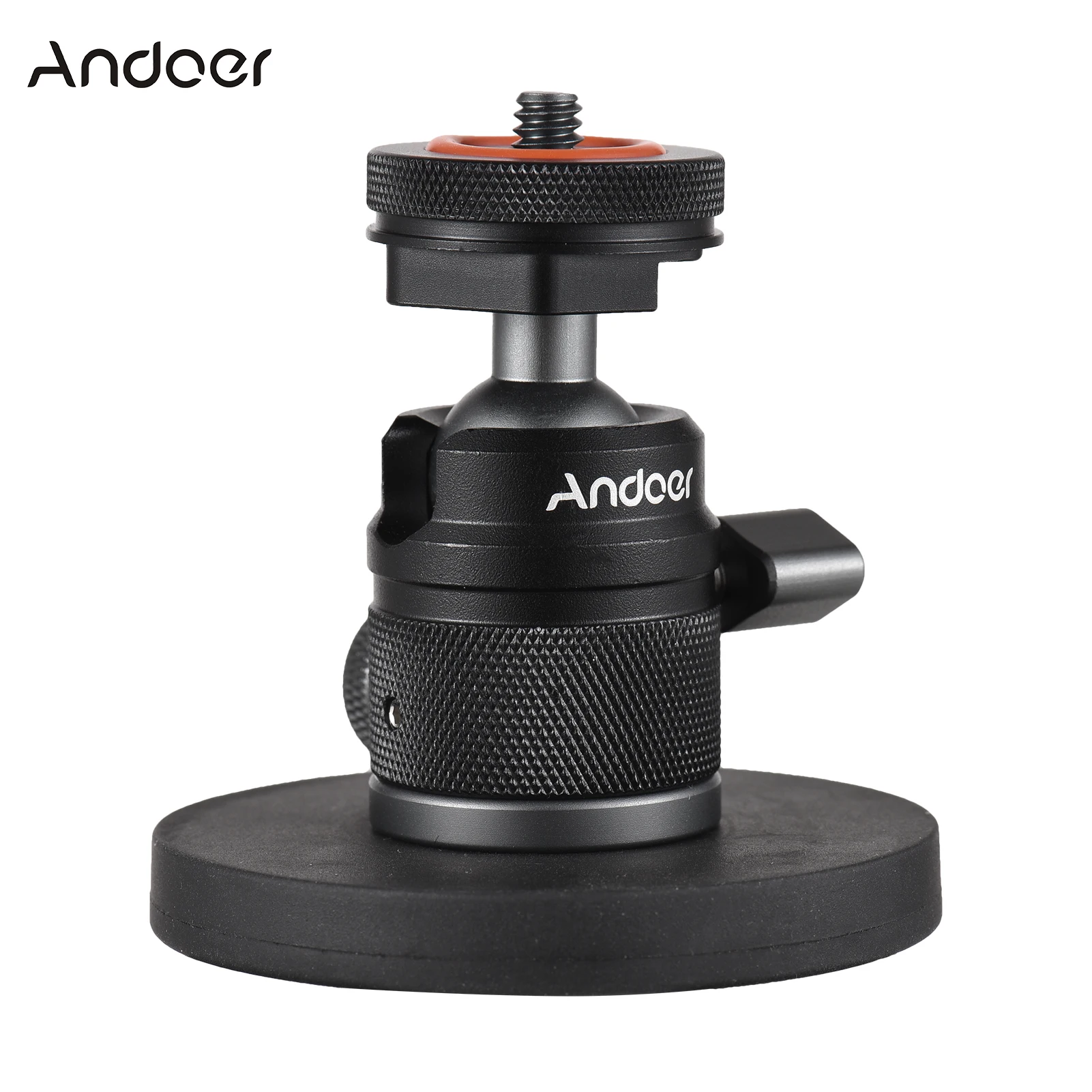 Andoer  Ball Head Dual Use Ballhead Adapter 1/4 Inch Screw 360° Rotatable with Small Magnetic Base for Sports Cameras