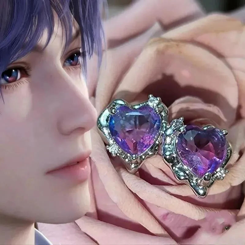 Love and Deepspace Purple Eyelets Rafayel Love Earrings A High-end Feel Beautiful Kawaii Creative Brithday Gift for Best Friend