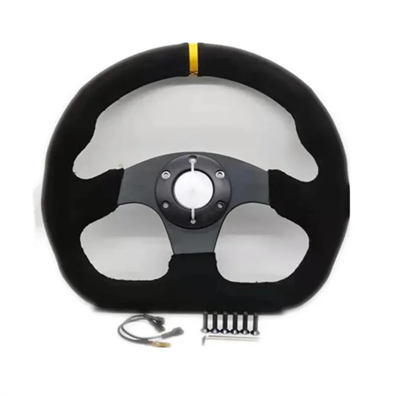volant-de-course-plat-en-cuir-suede-noir-de-320-mm