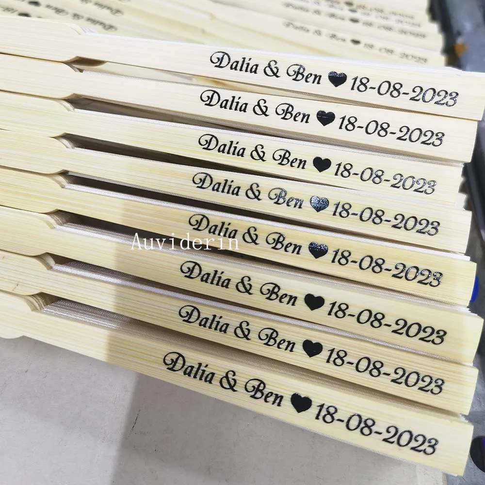 100/80/50Pcs Personalized Bamboo Hand Fan with Gift Box For Wedding Party Customs Birthday Party Gift Folding Fans - Image 6