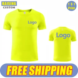 Kaiser Sport-Camiseta de secado rápido con logotipo personalizado, Tops de poliéster con cuello redondo para correr, estampado bordado, diseño Personal, 7 colores