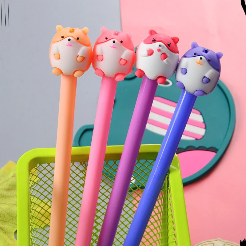 

12 Pcs Cartoon Gel Pens Set for Students Creative Learning Stationery Pen Cute Hamster Prize Gift Back To School