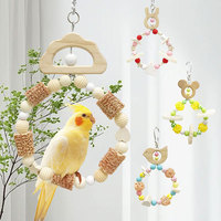 1PC Parrot Chewing Toy Hanging Foraging Swing for Budgies Colorful Ring-shaped Cage Decoration for Fun