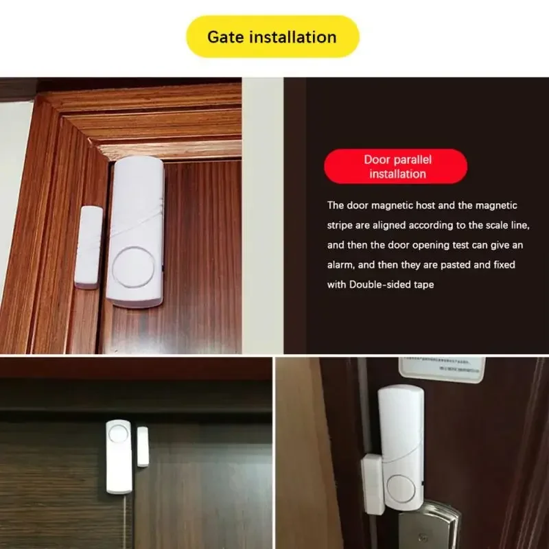 Alarm pencuri nirkabel dengan Sensor magnetik, perangkat keamanan sistem tahan lama nirkabel keamanan rumah Alarm keamanan putih