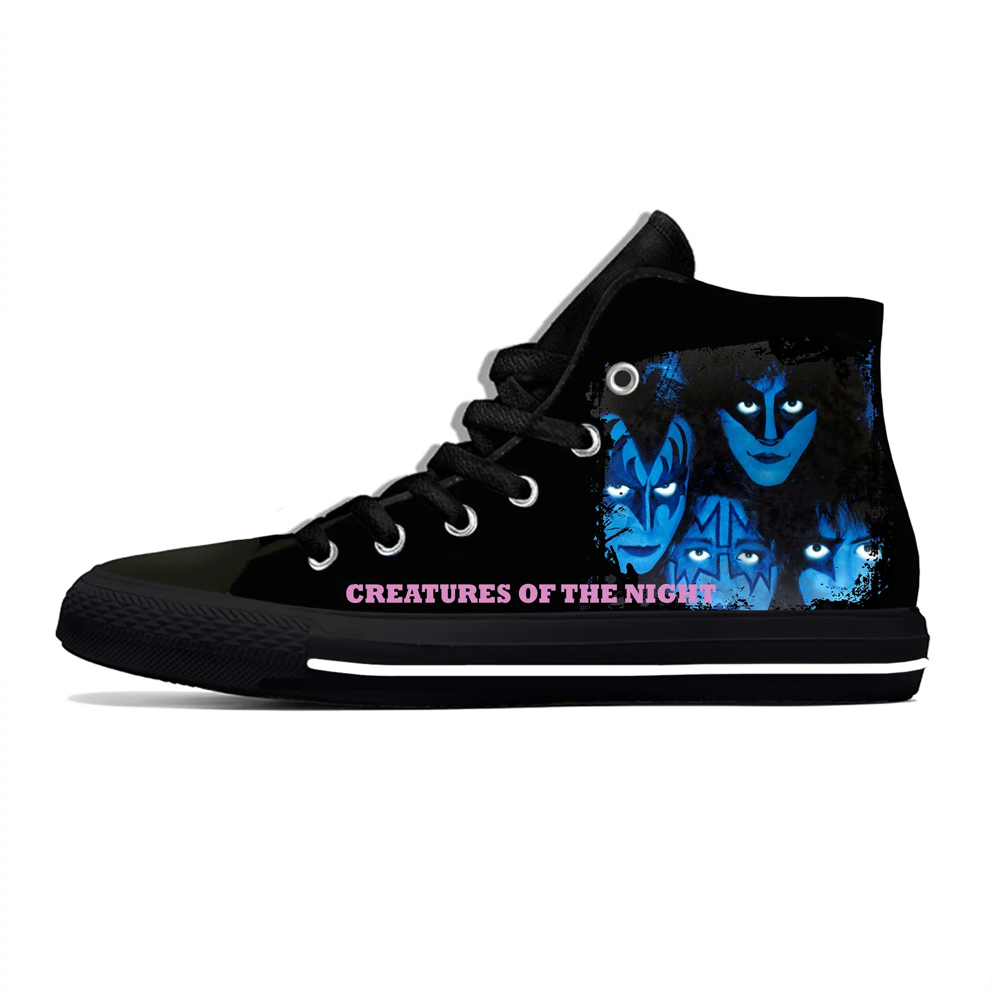 Creatures of The Night High Top Sneakers Mens Band Kiss Womens Teenager Casual Shoes Canvas Running 3D Shoes Lightweight Shoe