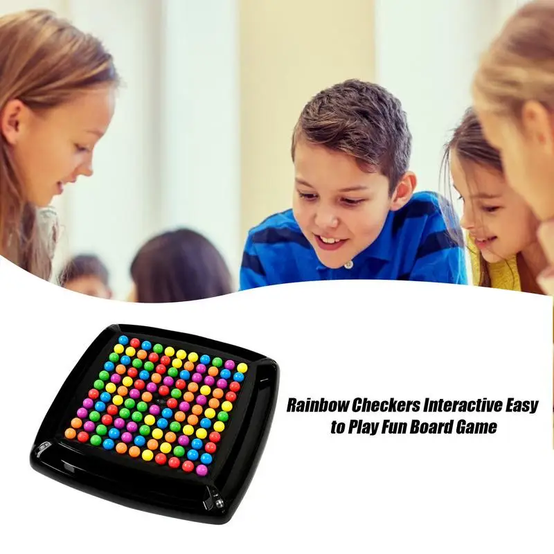 Rainbow Game Interaction Puzzle Magic Chess Game Rainbow Ball Elimination Color Educational Matching Toy with 120 Colored Beads