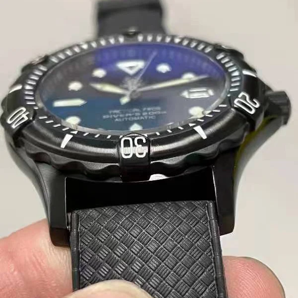 Tactical Frog Men Diver Watch 45.5MM Military Automatic Mechanical Wristwatch PVD Black Case 20ATM Waterproof Luminous NH35