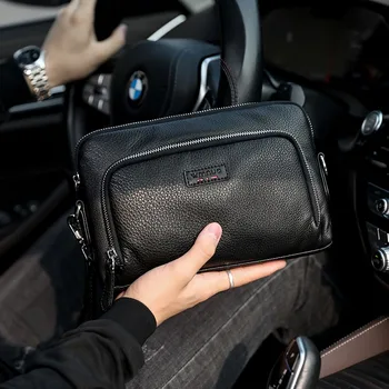 SENOFAN-حقيبة كتف أفقية للرجال ، جلد بقر حقيقي ، حقائب رسول Crossbody ، براثن الذكور ، اسم العلامة التجارية ، معصم ، كوري ،